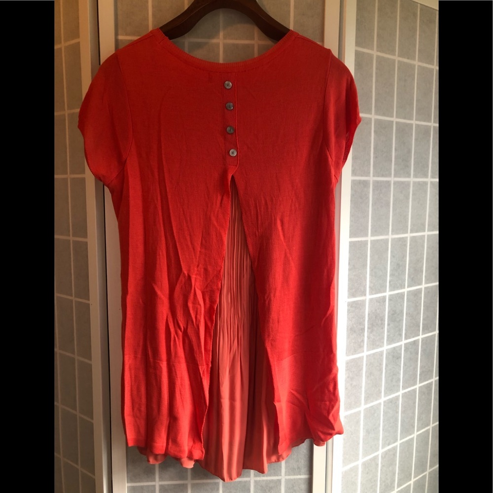 🌿 Natural Origins by Nally boutique Coral mixed media Tunic top $173 blouse NWT